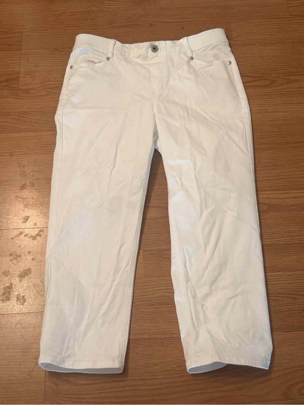 J. Jill. High-Rise Straight-Leg Cropped Jeans. White. Size 10. - Picture 2 of 9